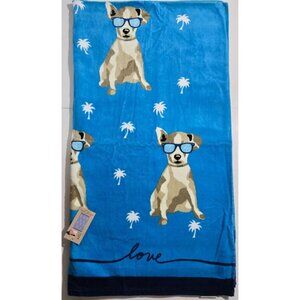 Ellen Degeneres Cool Dog Sunglasses Love Beach Towel Large 40" x 70" NEW NWT